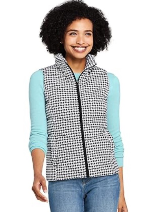 Lands' End Jackets & Blazers - Lands' End Black & White Houndstooth Quilted Vest